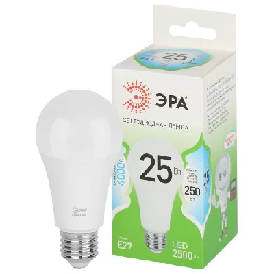 Лампа светодиодная GREEN LINE A60-25W-840-E27 GL 25Вт груша 4000К яркий свет бел. E27 Эра Б0067117