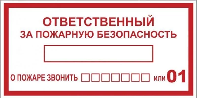 Наклейка "Ответственный за пожарную безопасность" B03 100х200мм PROxima EKF an-4-05