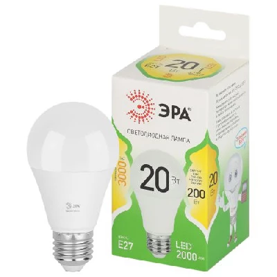 Лампа светодиодная GREEN LINE A60-20W-830-E27 GL 20Вт груша 3000К свет тепл. E27 Эра Б0067106