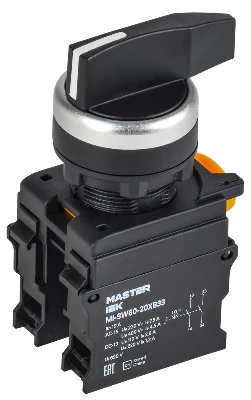 Переключатель 3 полож. 2НО возвратный длин. ручка MASTER IEK MI-SW60-20XB33-4-25-3-K02