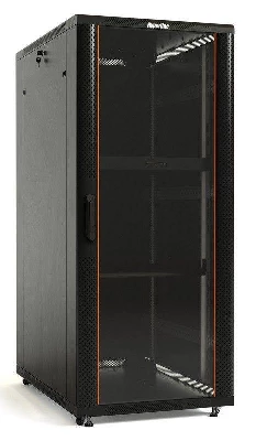 Шкаф напольный TTB-4268-AS 19дюйм 42U 2055х600х800мм передн. стеклян. дверь со стальными перфорир. боковинами; задн. дверь сплошная ручка с замком крыша нового типа RAL 9004 черн. Hyperline 392682