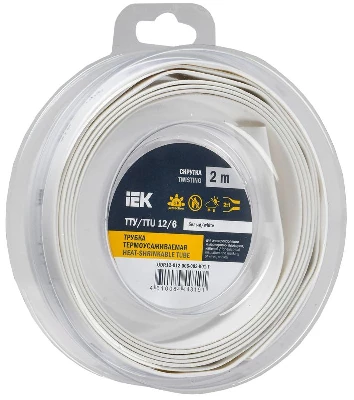 Трубка термоусадочная ТТУ нг-LS 12/6 бел. (уп.2м) IEK UDR12-012-006-002-K01-T