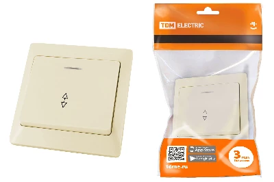 Выключатель 1 кл. на 2 направления с подсветкой 10А сл. кость "Ильмень"   TDM