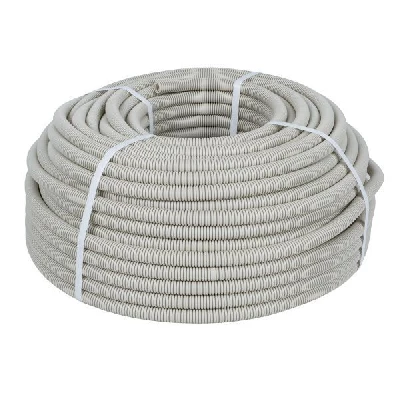 Труба гофрированная ПВХ d32мм с протяжкой сер. (уп.50м) Plast PROxima EKF tg-z-32