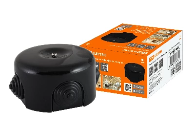 Коробка распаячная фарфоровая D7.8х4.5см черная TDM