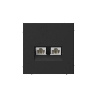 Розетка компьютерная 2-м ArtGallery RJ45 + RJ45 кат.5E механизм карбон SE GAL001085