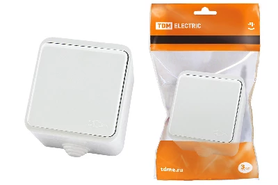 Розетка 2П+З OУ с крышкой IP44 16А белая "Орель" TDM