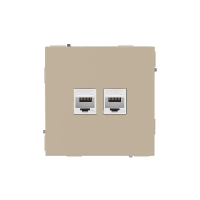 Розетка компьютерная 2-м KANT RJ45 кат.5E без шторки ванильн. марципан DKC 7015664