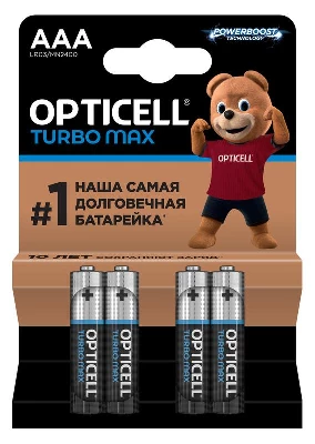 Элемент питания алкалиновый AAA/LR03 (блист. 4шт) Turbo Max Opticell 6053004