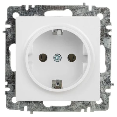 Розетка 1-м СП Accent 6-202-01 16А IP20 250В 2P+E Schuko AL/CU бел. Intro Б0063678