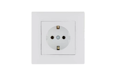 Розетка 1-м керамика Karea RIZZ с заземл. бел. Makel 88001008
