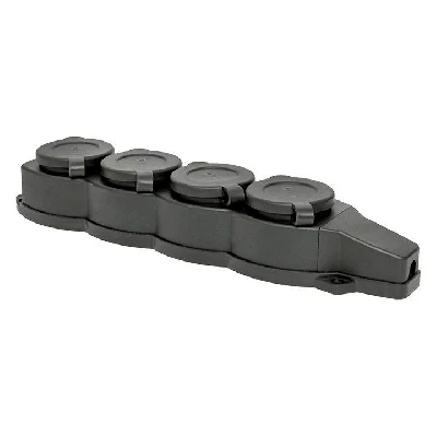 Колодка 4-м 16А IP44 2P+PE 230В с защ. крышками каучук Basic EKF RPS-020-16-230-44