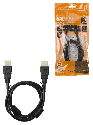 Кабель "АВК 2" HDMI - HDMI, v2.0, позолоченные контакты, с ферритами, 1 метр, TDM