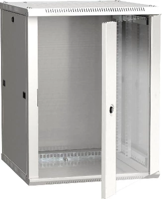 Шкаф 19 дюйм LINEA W 12U 600х600мм настен. стекл. дверь RAL7035 ITK LWR3-12U66-GF