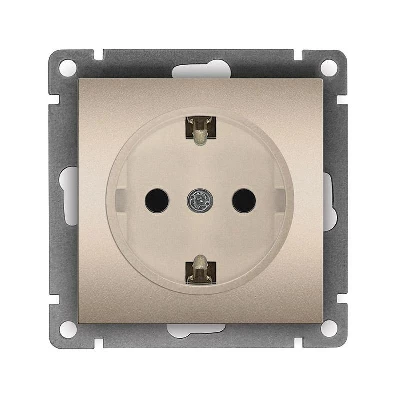 Розетка 1-м СП Афина 16А IP20 с заземл. механизм шампань Universal A0028-Br