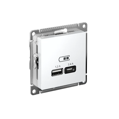 Розетка USB AtlasDesign тип A+C 5В/2.4А 2х5В/1.2А механизм лотос SE ATN001339