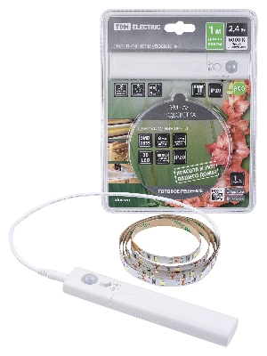 Умная подсветка SMD2835-30LED/m-IP20-5В-2.4Вт-6000К(1 м), датчик движ., 4хААА TDM