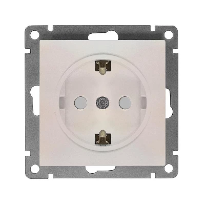 Розетка 1-м СП Афина 16А IP20 с заземл. защ. шторки механизм жемчуж. Universal A0049-OBr