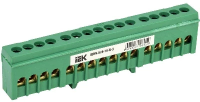 Шина PE "земля" в корп. изол. на DIN-рейку ШНИ-6х9-16-К-З IEK YNN10-69-16KD-K06