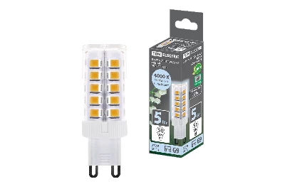 Лампа светодиодная G9-5 Вт-230 В-4000 К, SMD, 16х49 мм TDM