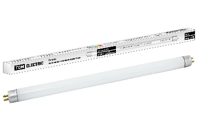 Лампа люминесцентная линейная двухцокольная ЛЛ-16/8 Вт, T5/G5, 6500 К, длина 302.5мм TDM