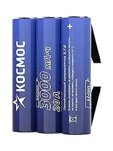 Аккумулятор Li-ion 18650 3000мА.ч без защиты с выводами под пайку (уп.3шт) KOC18650Li30PAS3