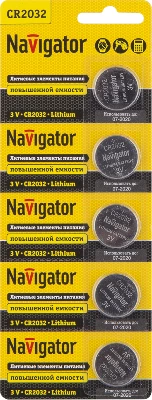 Элемент питания литиевый CR2032 94 765 NBT-CR2032-BP5 (блист.5шт) Navigator 94765