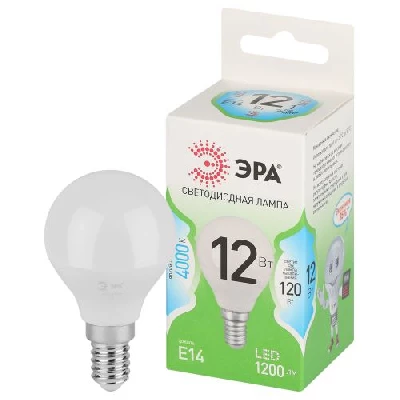 Лампа светодиодная GREEN LINE P45-12W-840-E14 GL 12Вт шар 4000К яркий свет бел. E14 Эра Б0067049