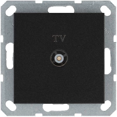 Розетка телевизионная проходная TV Ф9.5мм механизм антрацит Jasmart G6002B