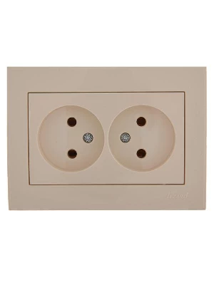 Розетка 2-м СП Rain 16А IP20 без заземл. керамика крем. LEZARD 703-0303-128