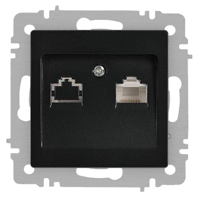 Розетка компьютерная 1-м СП Accent 6-303-05 RJ45 IP20 антрацит Intro Б0063634