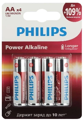 Элемент питания алкалиновый AA/LR6 1.5В Power (блист. 4шт) Philips Б0062746