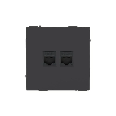 Розетка компьютерная 2-м KANT RJ45 кат.5E без шторки черн. уголь DKC 7012664