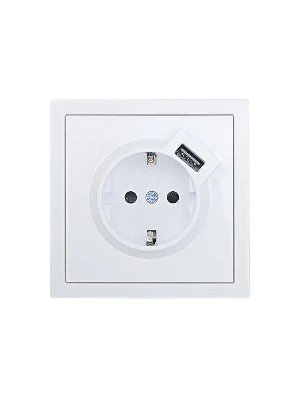 Розетка 1-м ZIMA IP20 + USB с заземл. механизм бел. LEZARD 704-0288-181
