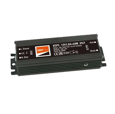 Блок питания для светодиодной ленты 60Вт 5А 12В IP67 BSPS влагозащ. метал. JazzWay 3329273A