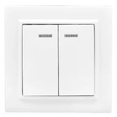 Выключатель 2-кл. СП Минск 10А IP20 с индикатором бел. Basic EKF ERV10-123-10