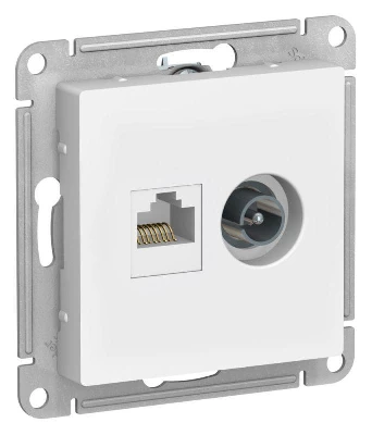 Розетка компьютерная + телевизионная 2-м СП AtlasDesign RJ45 кат.5E + TV механизм лотос SE ATN001389