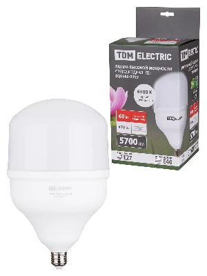 Лампа светодиодная T 60 Вт, 230 В, 6500 К, E27(160х268 мм) TDM
