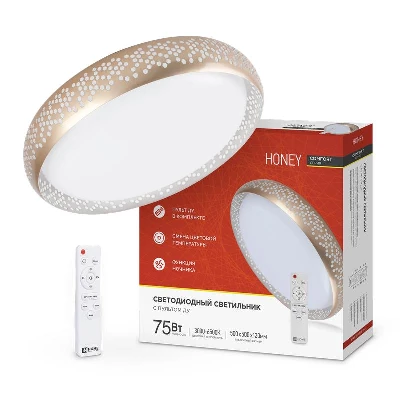 Светильник светодиодный COMFORT HONEY 75Вт 3000-6500К 6000лм 230В 500х120мм с пультом ДУ IN HOME 4690612034843