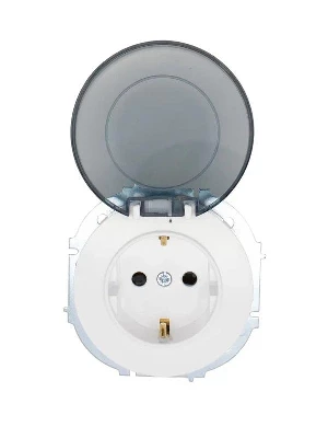 Розетка 1-м СП OSEN с заземл. с крышкой ПБТ бел. LEZARD 743-0288-123B