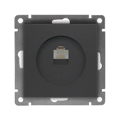 Розетка компьютерная 1-м СП Афина RJ45 кат.5E механизм графит Universal A0051-Gr