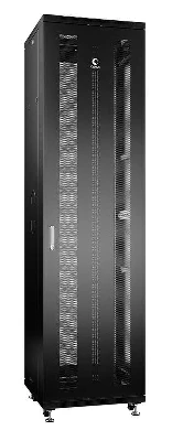 Шкаф монтажный телекоммуникационный напольн. ND-05C-47U60/100-BK 19дюйм 47U 600х1000х2277мм для распределит. и серверн. оборудования; передн. и задн. перфорир. двери ручка с замком RAL 9004 черн. Cabeus 8537c