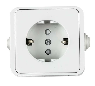 Розетка 1-м AQUA 3113 защ. шторки с заземл. п/герм. бел. ASD / IN HOME 4690612003450