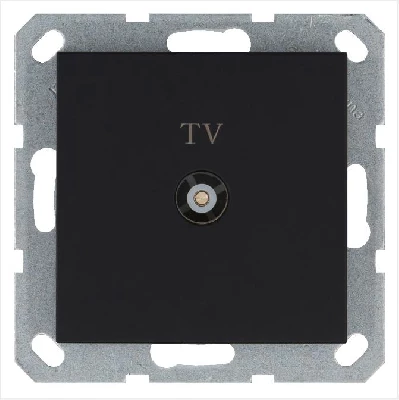 Розетка телевизионная оконечная TV Ф9.5мм механизм черн. матов. soft touch Jasmart G6001PB