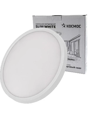 Светильник светодиодный SLIM WHITE 38Вт 6500К IP40 2700лм 230В 400х25мм КОСМОС KSlim38w_W6500K