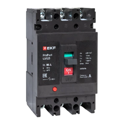 Выключатель автоматический 3п 80А 18кА LS125 ProPact EKF mccb-125-18-3-80-ls
