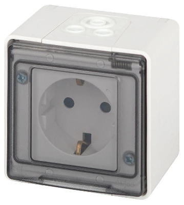 Розетка Эксперт 11-2502-01 2P+E IP55 шторки 16А-250В ОУ бел. Эра Б0063280