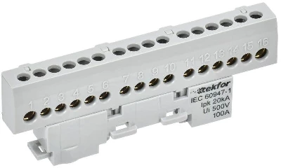Шина L "фаза" изол. на универс. держ. 6х9-16-Ср TEKFOR IEK TF-NN10-16-KL-K03