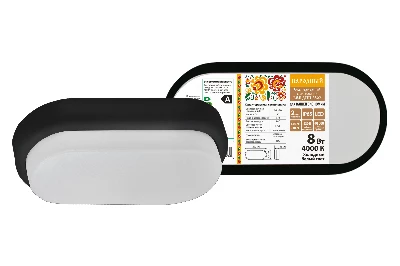 Светодиодный светильник LED ДПП 2802 8Вт 700 лм 4000К IP65 чёрный овал 200*100*46 мм Народный