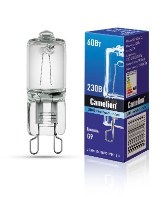 Лампа галогенная 60Вт капсула прозрачная G9 3000К 230В Camelion 5555